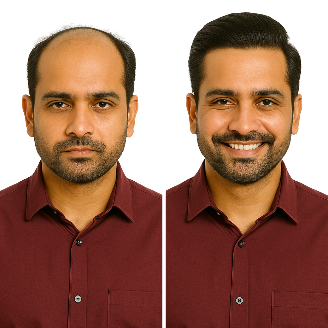 Hair Toupee for Mens | Hair Wig for Men – Straight Hair | Grade 4-B Human Hair | Medium-Quality Natural Look | Full Crown Coverage | Non-Surgical Hair Patch