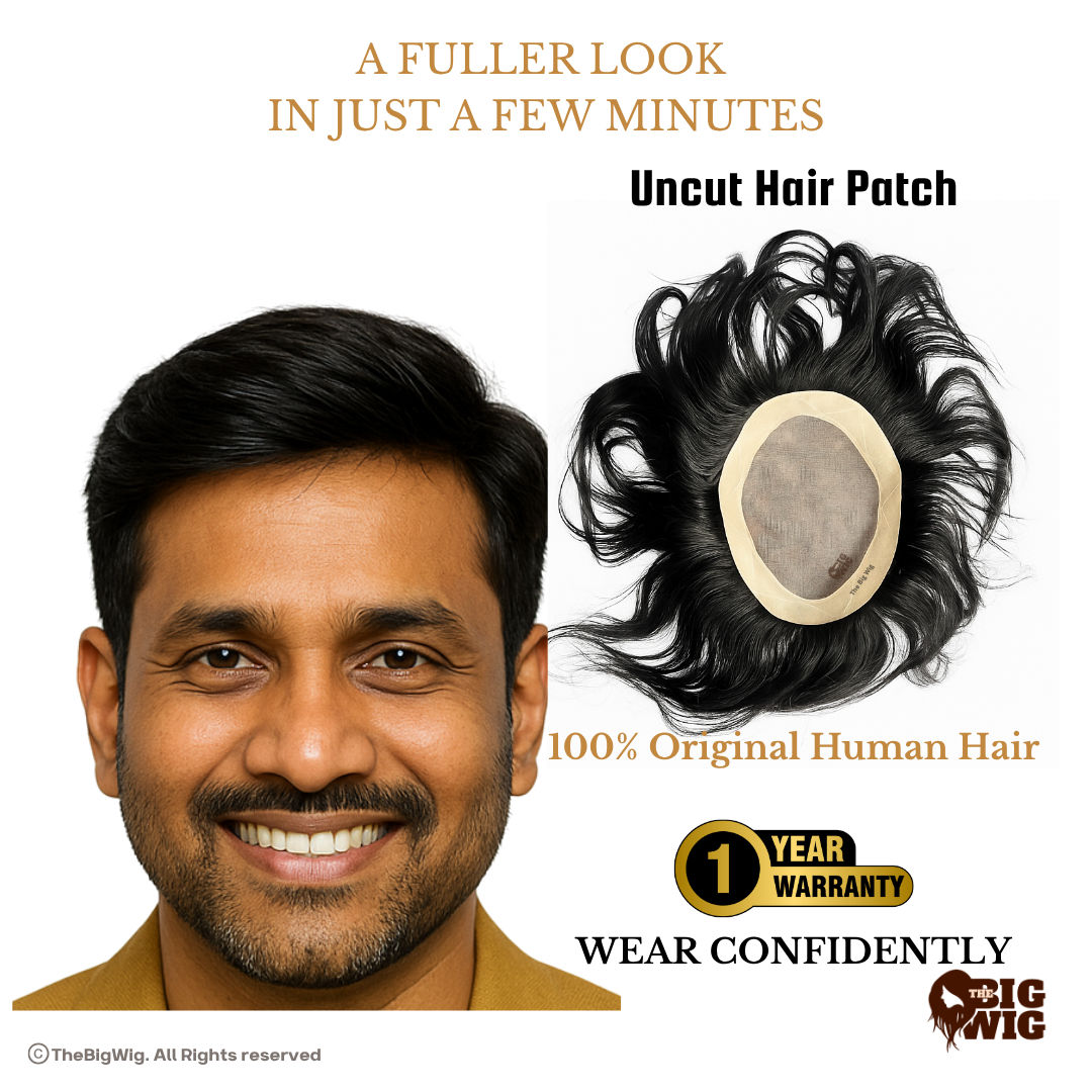 Male Hair Wig | Gents Hair Wig – 100% Human Hair | Grade 7-B | Natural-Look Hair System | Full Crown Coverage | Breathable & Easy-to-Wear Patch for Men