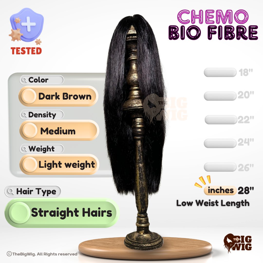 Long 28" Straight Bio Fibre Wig for Female Cancer Patient