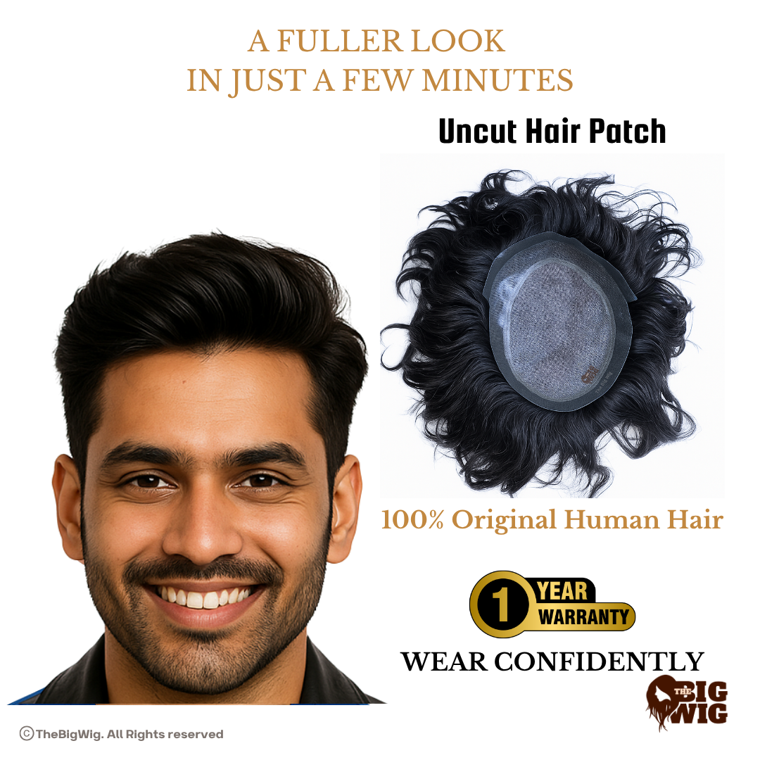 Frontline Hair Patch for Men – 100% Remy Human Hair | Australia Patch | Ultra-Thin 0.03 mm French Lace Base | Natural Hairline Design | Lightweight & Breathable | Non-Surgical Hair Solution