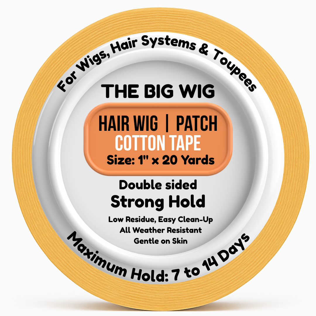 The Big Wig Patch Tape| Hair Wig Tape| Ultra Hold Tape| Double-sided Hair Patch Tape| Cotton-Cloth Tape| Waterproof| Maximum Hold upto 2-4 weeks (Yellow, 1 inch, 20 Metre)