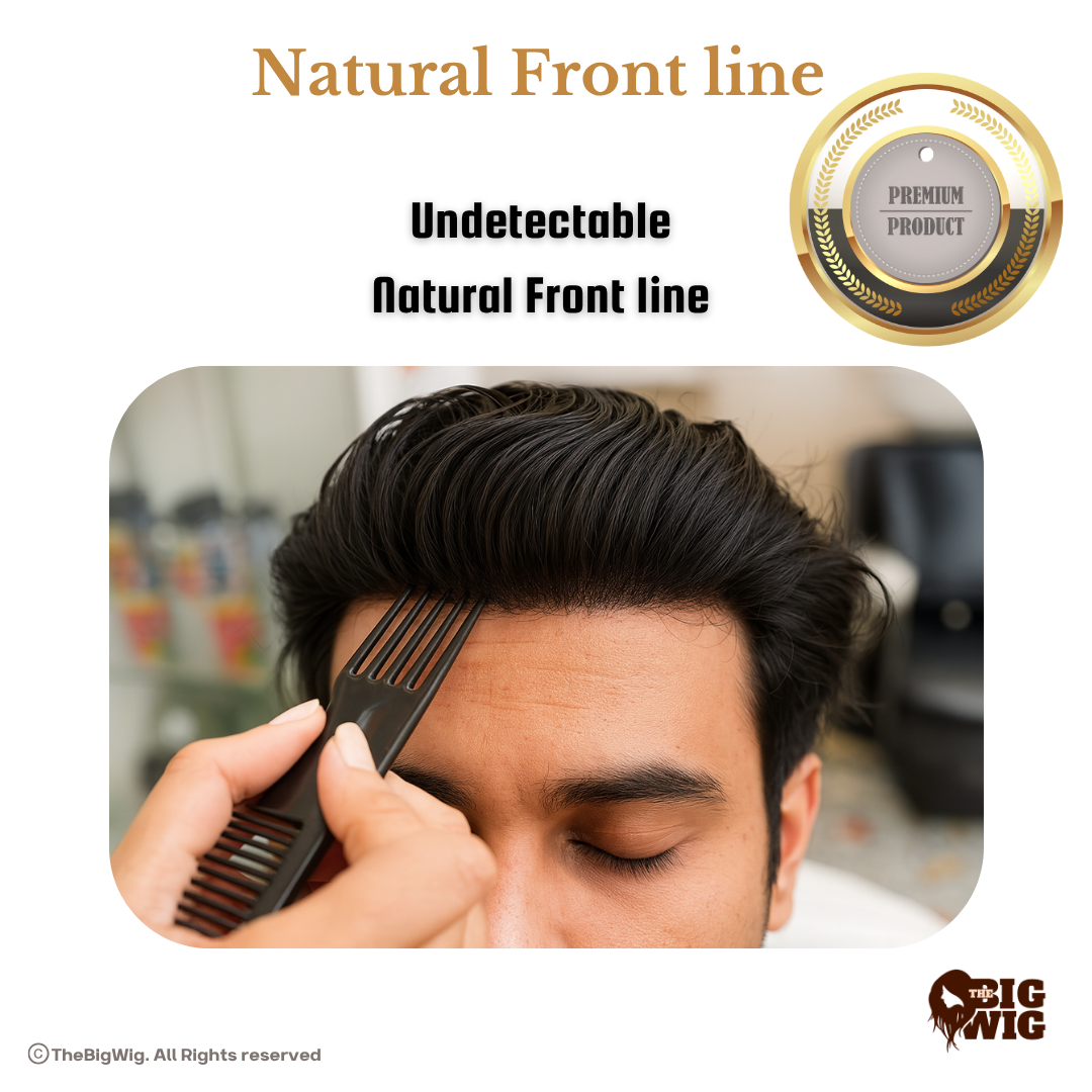 Best Hair Patch for Men – 100% Original Human Hair | Australian Hair Patch | Wavy Texture | Ultra-Thin 4D French Lace Base | Slim PU Border | Natural Look for Frontal Hair Loss