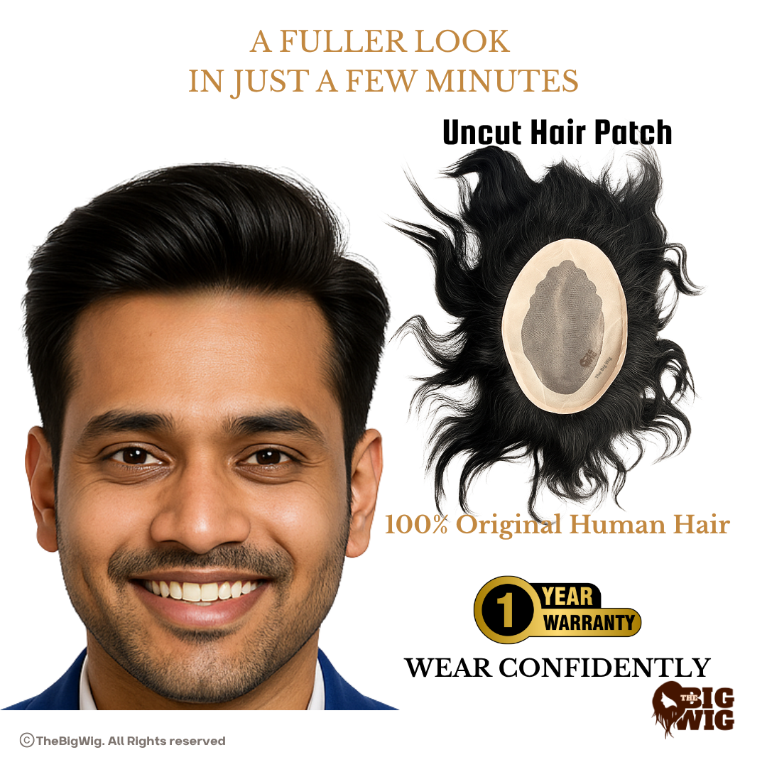 Permanent Hair Patch | Mens Toupee – 100% Original Human Hair | Realistic Hairline | Long-Lasting Full Crown Coverage | Non-Surgical Hair Replacement System