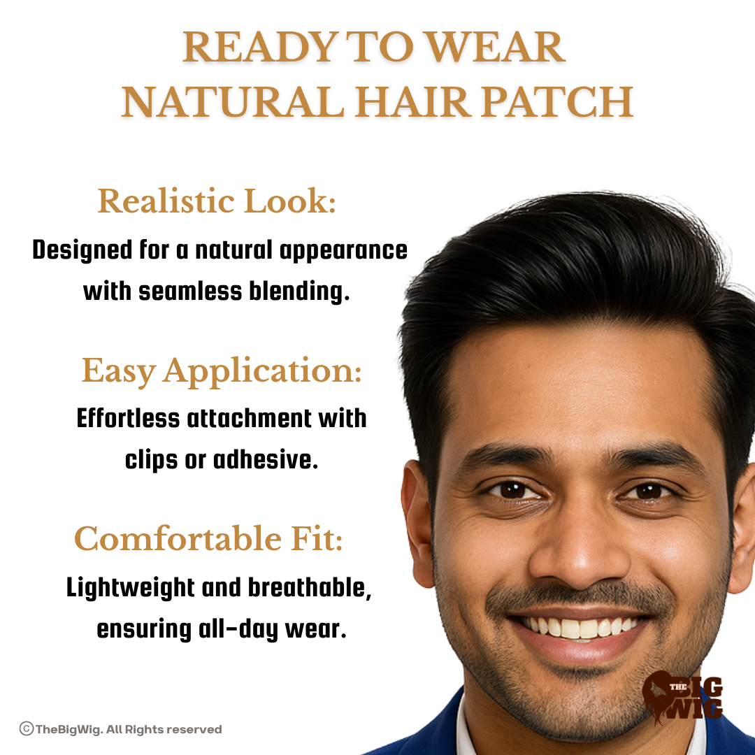 Permanent Hair Patch | Mens Toupee – 100% Original Human Hair | Realistic Hairline | Long-Lasting Full Crown Coverage | Non-Surgical Hair Replacement System