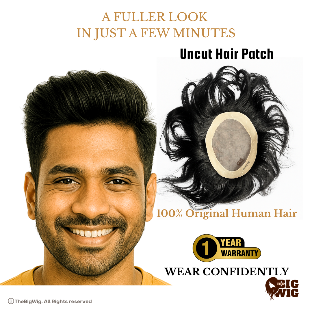 Small Hair Patch for Men | Wigs for Men Short Hair – 100% Human Hair | Natural-Look Short Style | Lightweight & Breathable Base | Non-Surgical Hair Solution