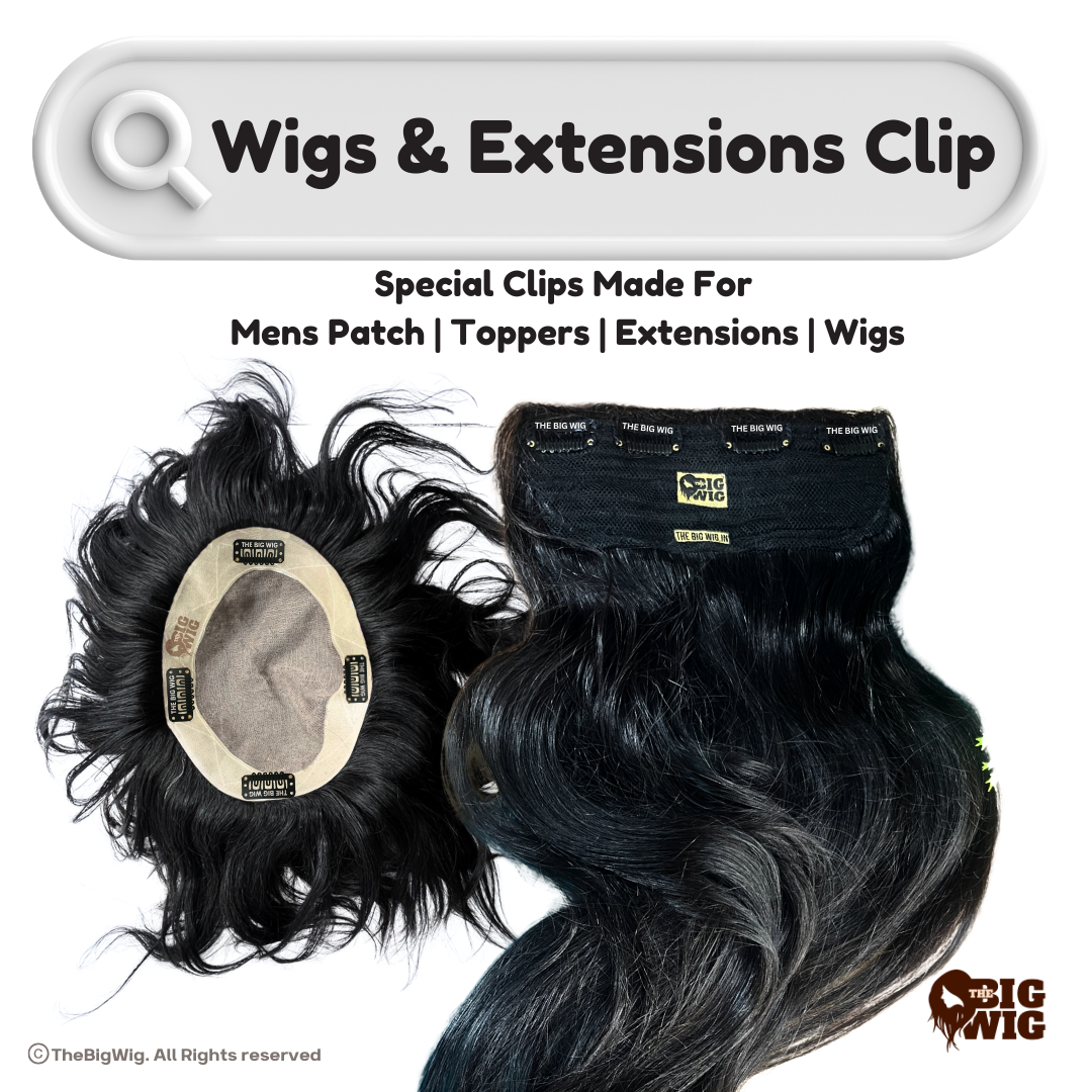 The Big Wig 12 Pcs Black Snap Hair Extension Clips – 3.4cm x 1.6cm Metal Wig Clips with Silicone Grip – Comfortable, Durable & Easy to Sew – for Hair Extensions, Wigs, Toupees, Patches, Dupatta Setting