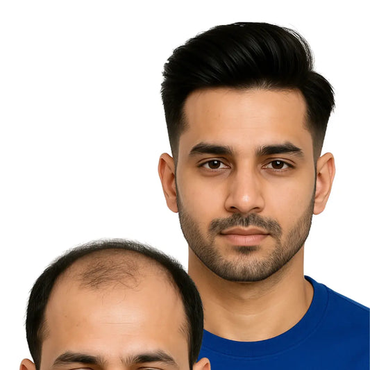 BMW Hair Patch | Permanent Hair Wigs for Men – 100% Human Hair | Medium Density | Optical Base & Transparent PU Border | Hair Grade 4-A for Natural Fullness