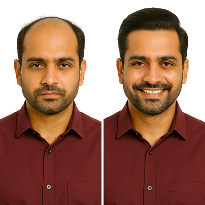 Hair Toupee for Mens | Hair Wig for Men – Straight Hair | Grade 4-B Human Hair | Medium-Quality Natural Look | Full Crown Coverage | Non-Surgical Hair Patch