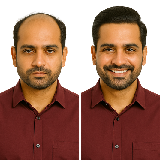 Hair Toupee for Mens | Hair Wig for Men – Straight Hair | Grade 4-B Human Hair | Medium-Quality Natural Look | Full Crown Coverage | Non-Surgical Hair Patch