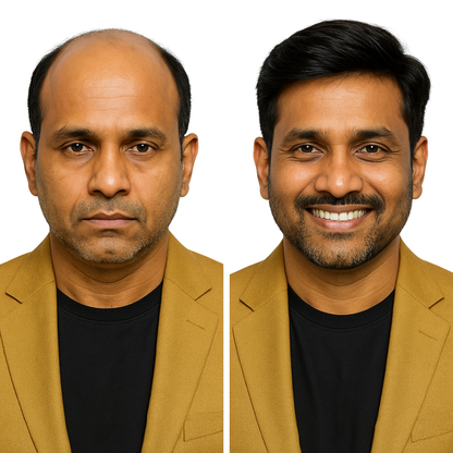 Hair Pieces for Men | Hair Fixing for Men – 100% Human Hair | Real-Look Patch | Non-Surgical Full Crown Coverage | Breathable Base & Skin-Blending PU Border