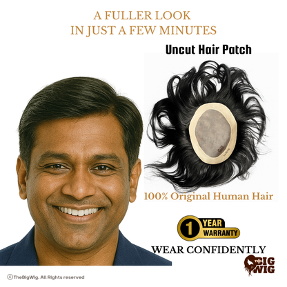 Realistic Wigs for Men | Affordable Hair Patch – Grade 10-B Human Hair | Budget-Friendly Non-Surgical Hair System | Natural Look for Daily Wear