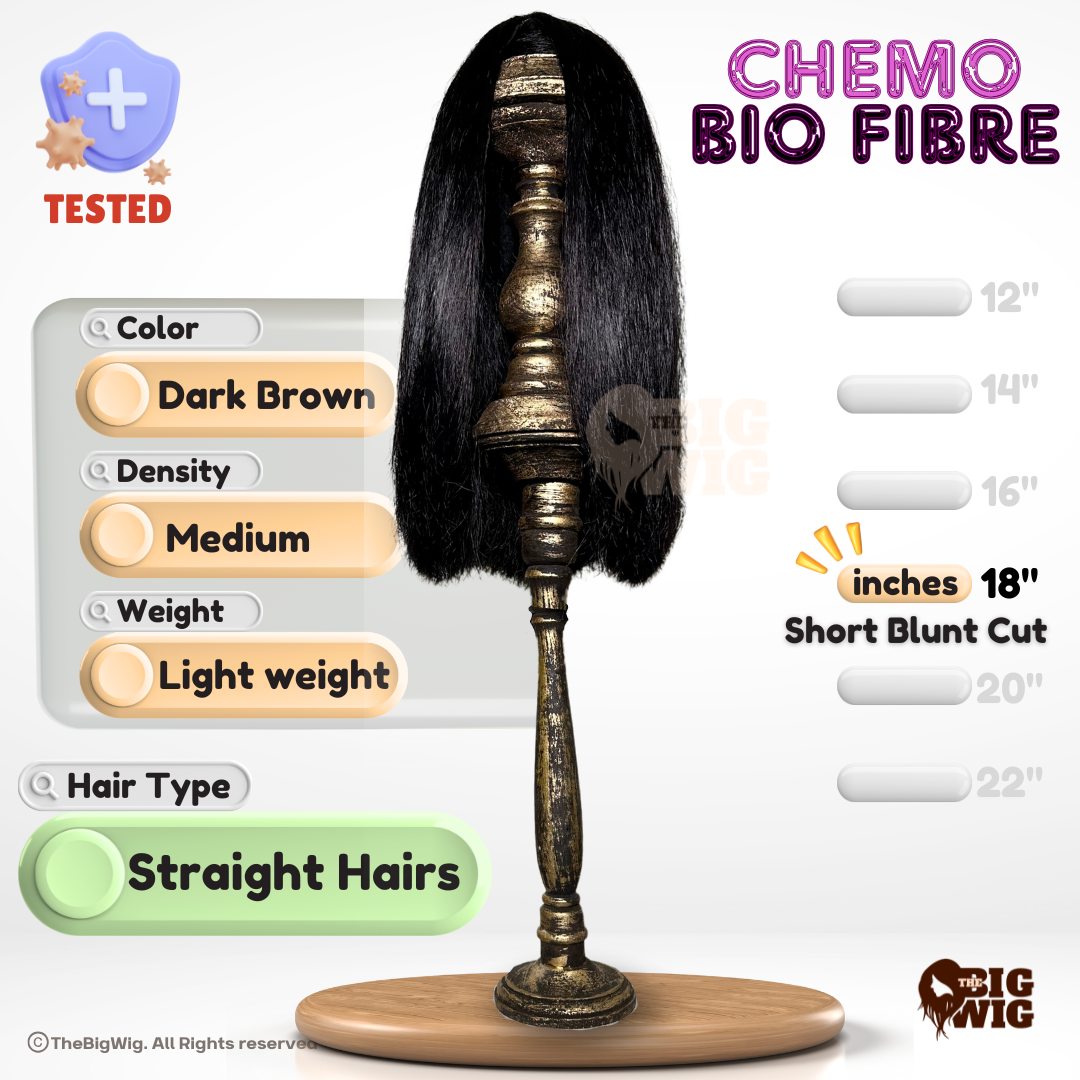 Cute Blunt Cut 18" Bio Fiber Wig for Female Cancer Patients