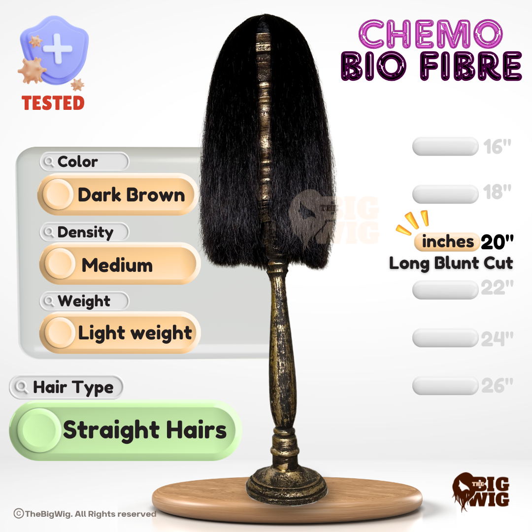 Long 20" Blunt Cut Bio Fiber Wig for  Female Cancer Patient