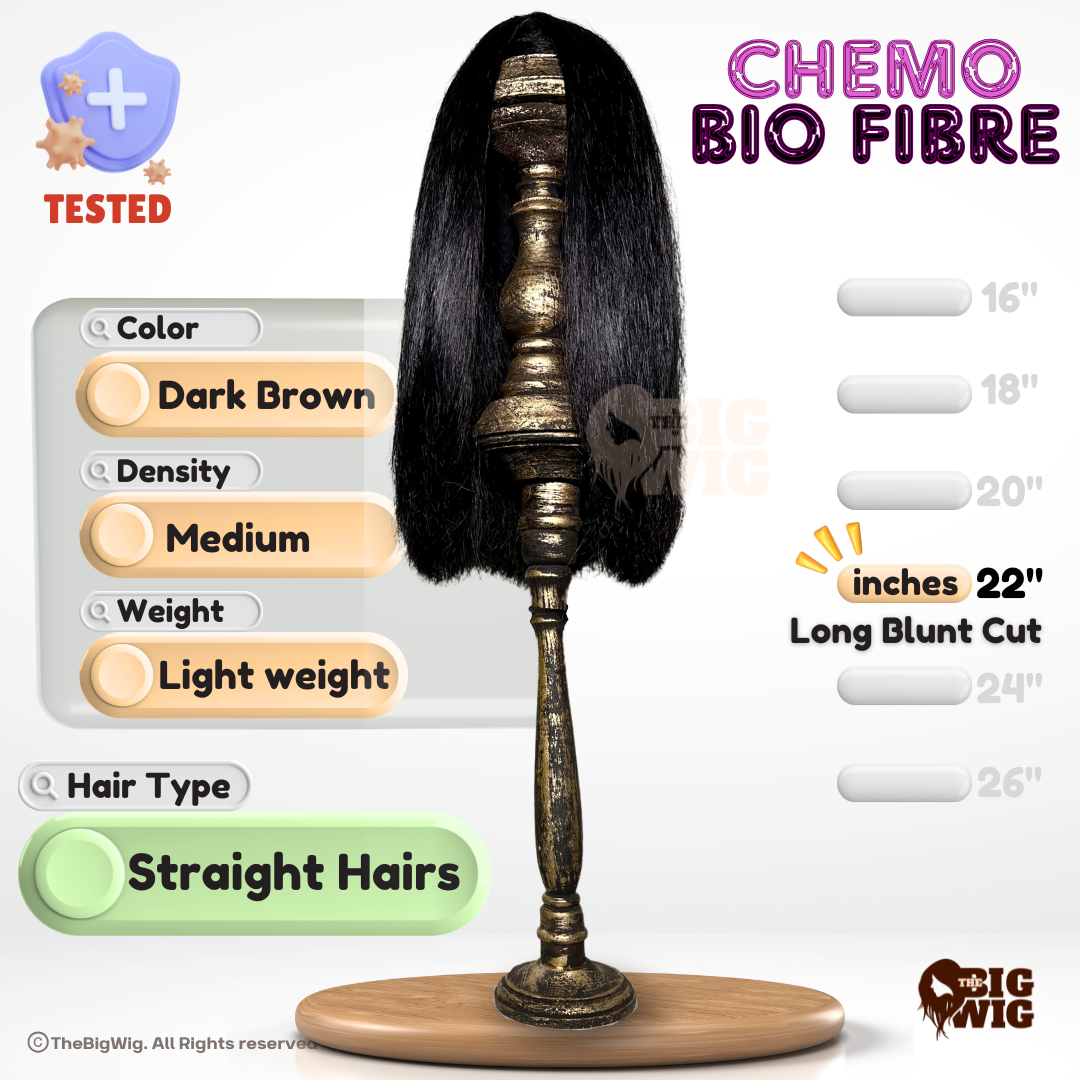 Long 22" Cute Blunt Cut Bio Fiber Wig for Female Cancer Patients | Best Female Wigs