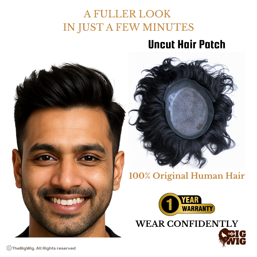 Frontal Hair Patch for Men – 100% Human Hair | Australian Hair Patch | Natural Hairline | Ultra-Light Lace Base with Slim PU Border | Non-Surgical Solution for Receding Hairline