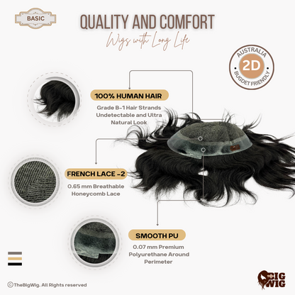 Basic Australian Men’s Patch – Affordable 100% Human Hair Toupee
