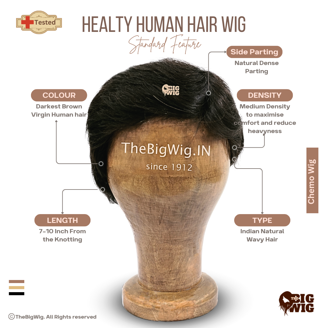 Human Hair Chemo Men Wig - The Big Wig