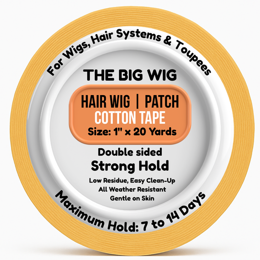 The Big Wig Patch Tape| Hair Wig Tape| Ultra Hold Tape| Double-sided Hair Patch Tape| Cotton-Cloth Tape| Waterproof| Maximum Hold upto 2-4 weeks (Yellow, 1 inch, 20 Metre)