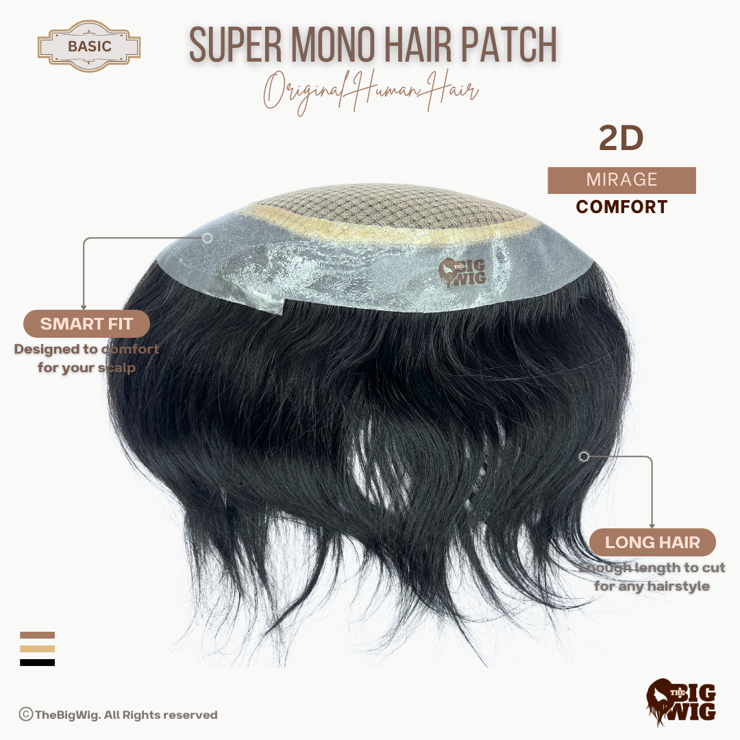 Basic Australian Skin Base Mirage Men’s Patch – Skin base 100% Human Hair Toupee