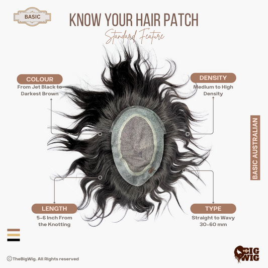 Basic Australian Men’s Patch – Affordable 100% Human Hair Toupee