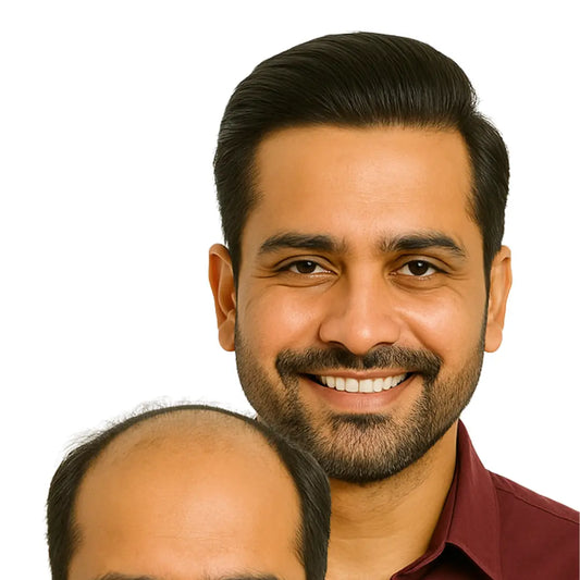 Hair Toupee for Mens | Hair Wig for Men – Straight Hair | Grade 4-B Human Hair | Medium-Quality Natural Look | Full Crown Coverage | Non-Surgical Hair Patch