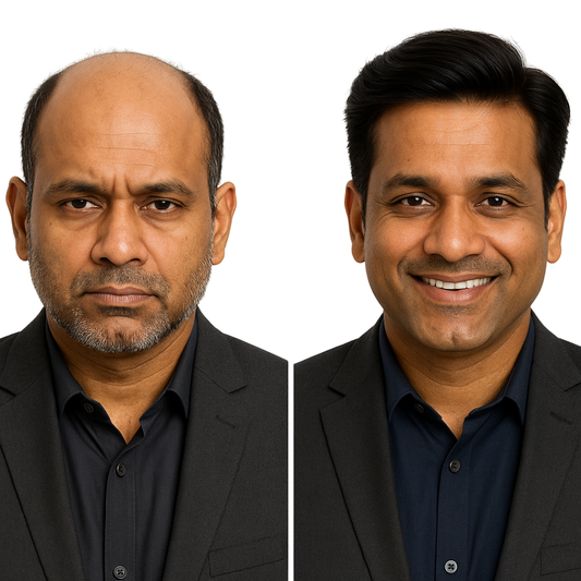 Artificial Hair for Men – 100% Original Human Hair Patch | Real-Look Hair System | Natural Hairline & Comfortable Fit | Non-Surgical Baldness Solution