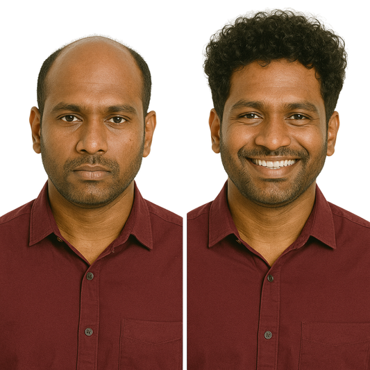 Curly Hair Patch for Men | Hair Toupee for Mens – Grade 5-A 100% Human Hair | Natural Curls | Comfortable Fit | Full Crown Coverage | Non-Surgical Hair System