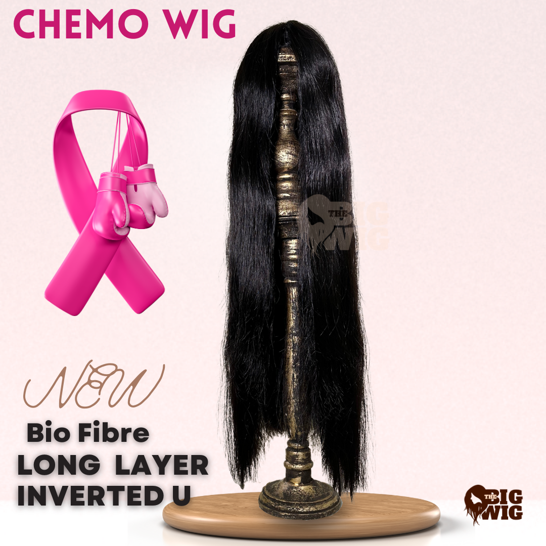 Inverted U 28" Bio Fiber Hair Wig for Female Cancer Patient