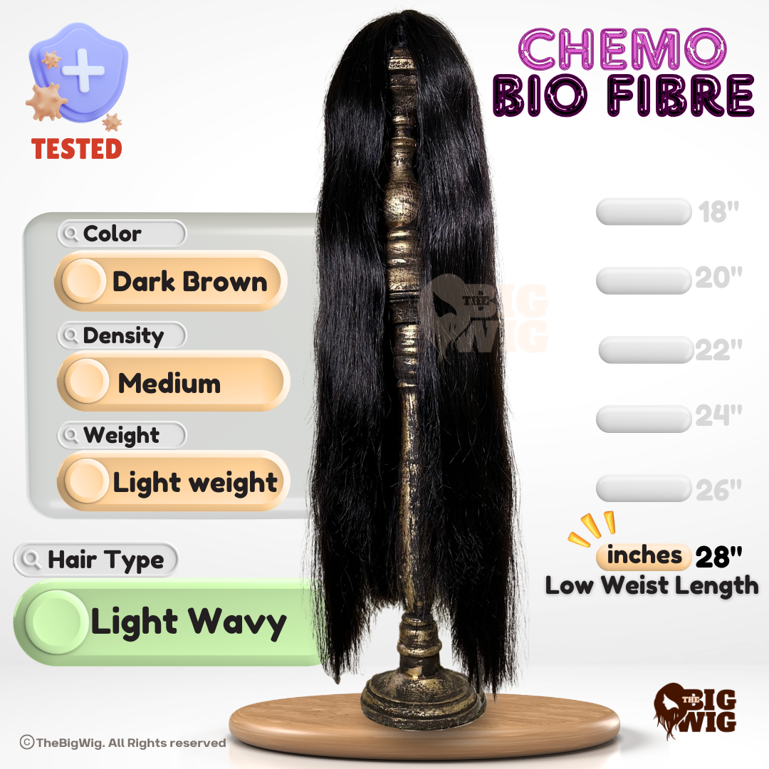 Inverted U 28" Bio Fiber Hair Wig for Female Cancer Patient