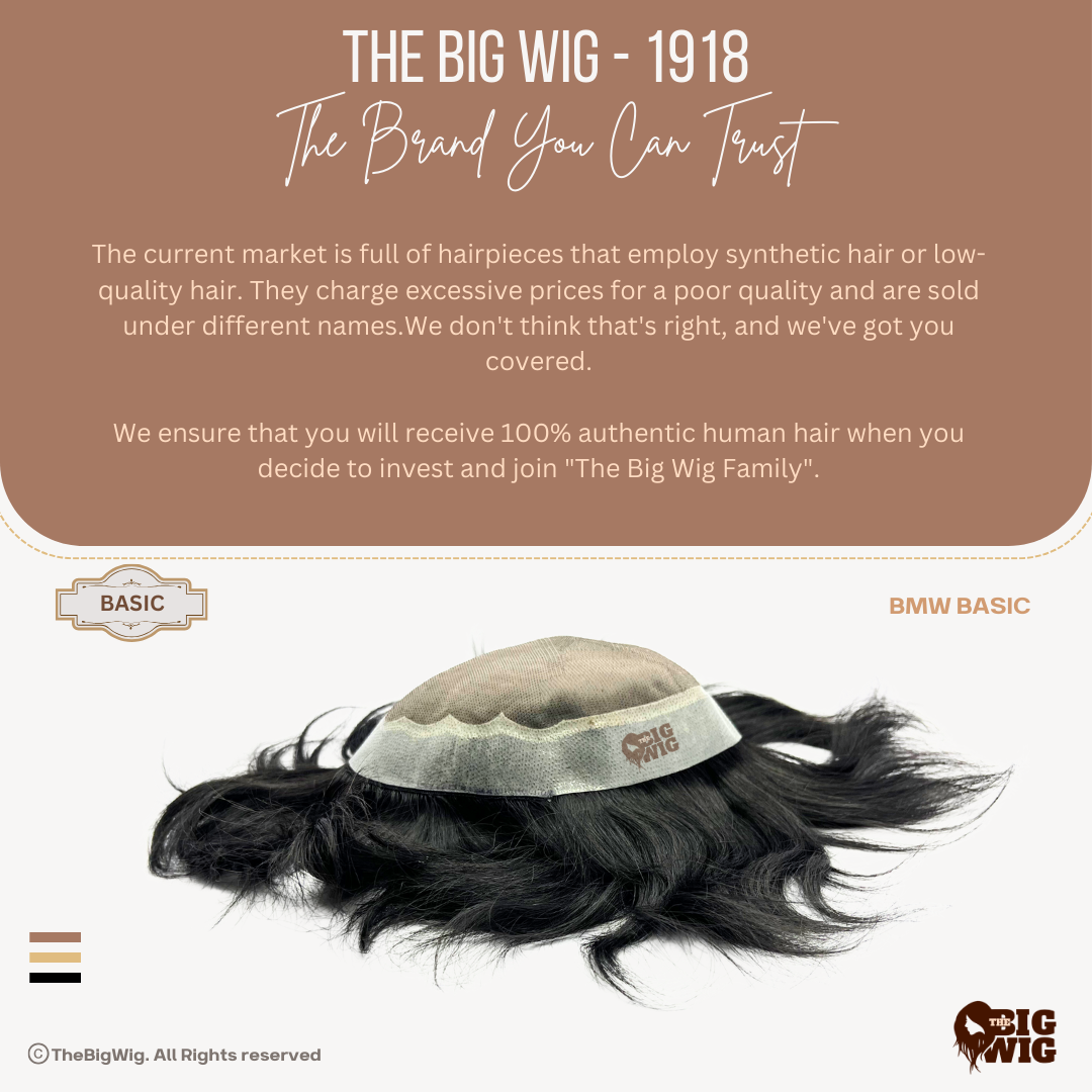 Basic BMW Men’s Patch – Affordable 100% Human Hair Toupee