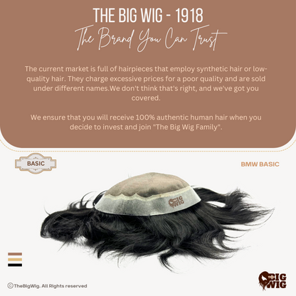 Basic BMW Men’s Patch – Affordable 100% Human Hair Toupee