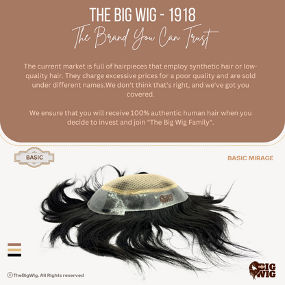 Basic Australian Skin Base Mirage Men’s Patch – Skin base 100% Human Hair Toupee