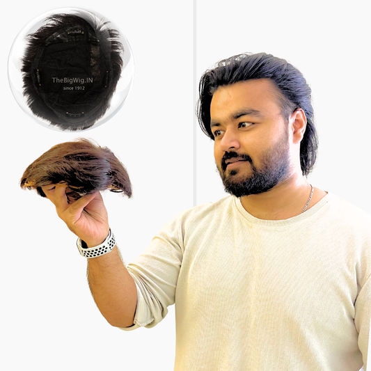 Clip hair patch for men with natural human hair