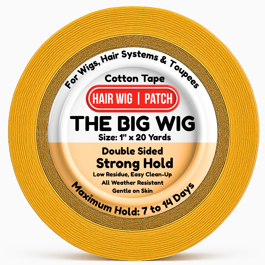 Top view of ultra hold hair wig tape roll – 1 inch wide, breathable base