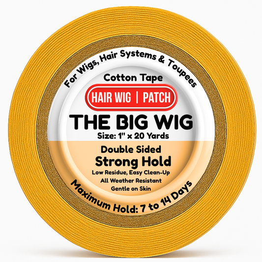 Top view of ultra hold hair wig tape roll – 1 inch wide, breathable base